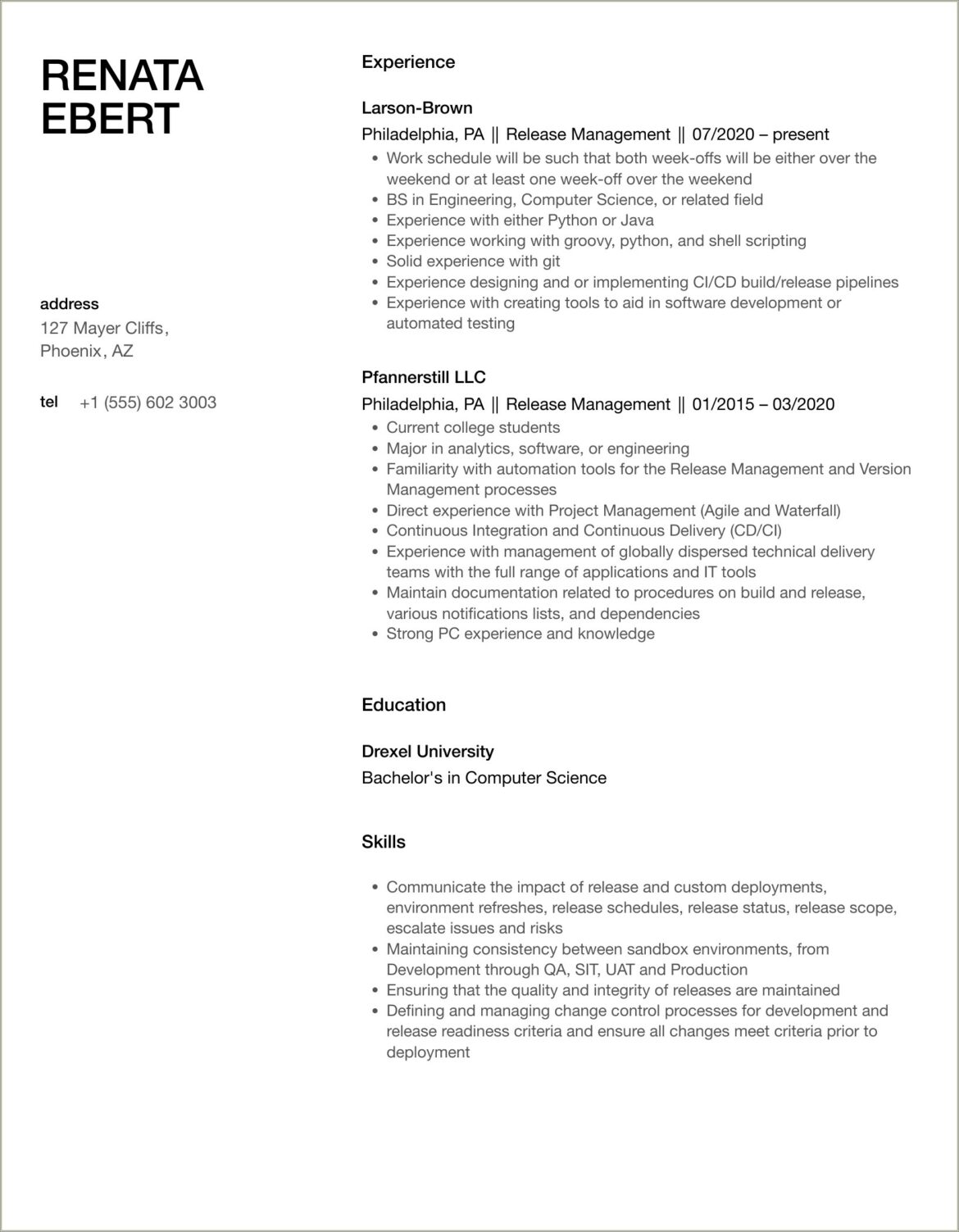 Pvcs Version Control In Sample Resume