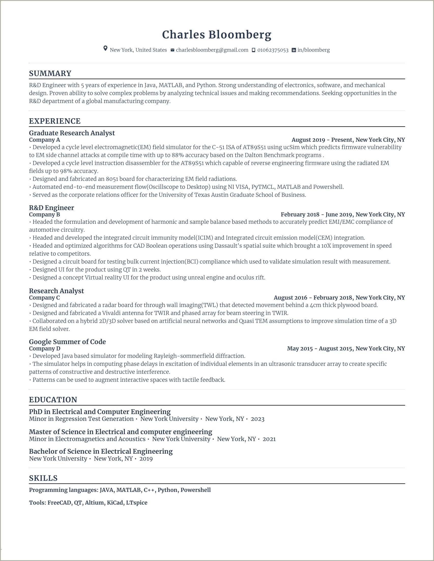 Python Programmer 5 Years Experience Resume