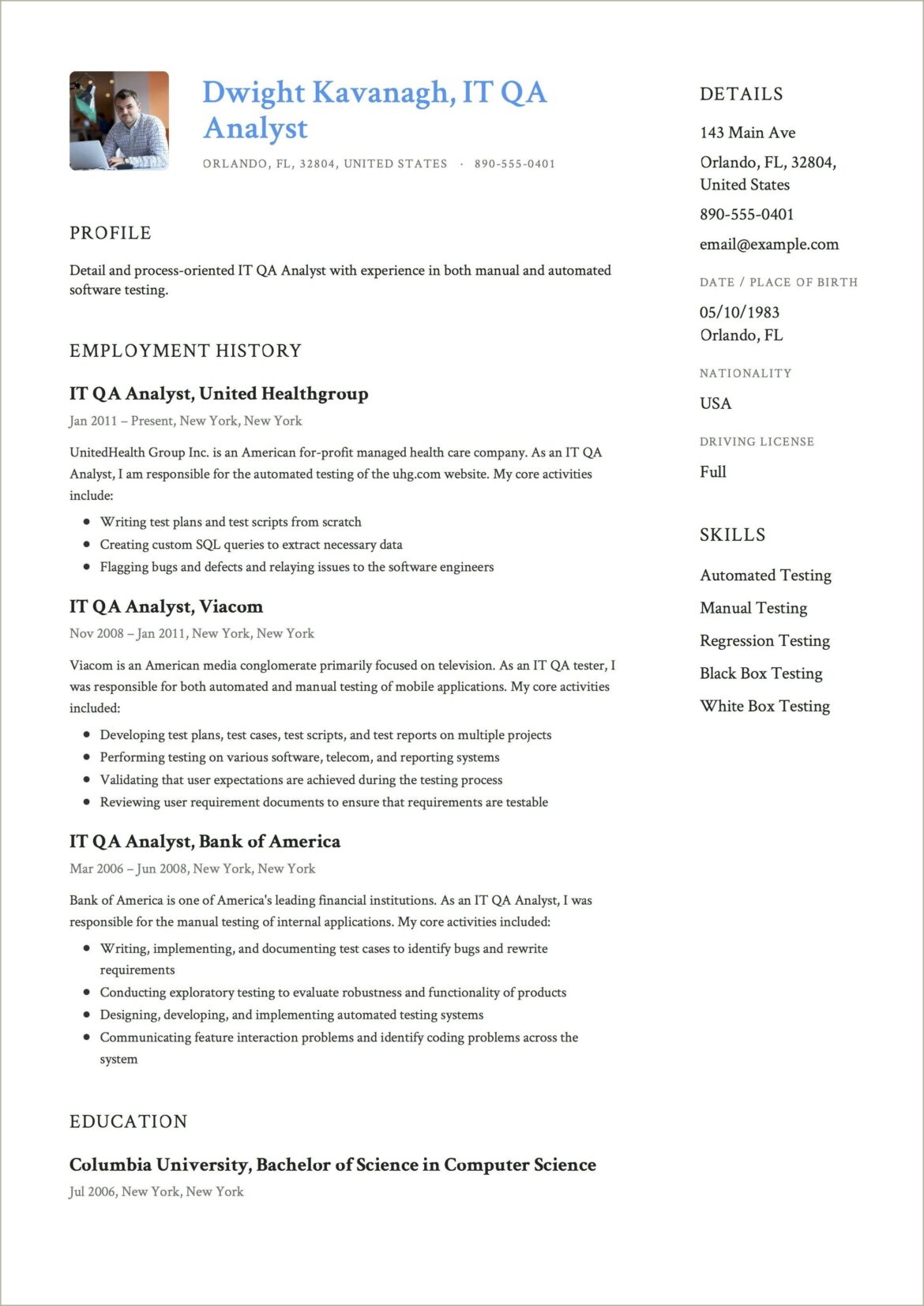 Qa Analyst Best Work Mentioned Iin Resume