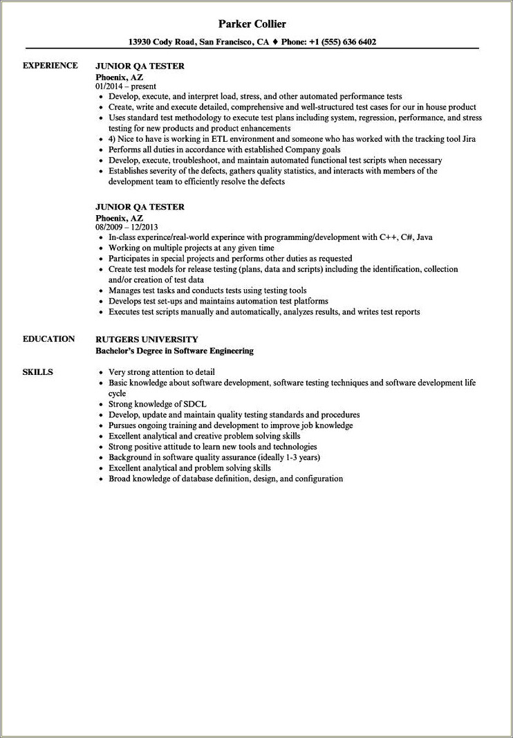 Qa Resume Sample For 3 Years Experience