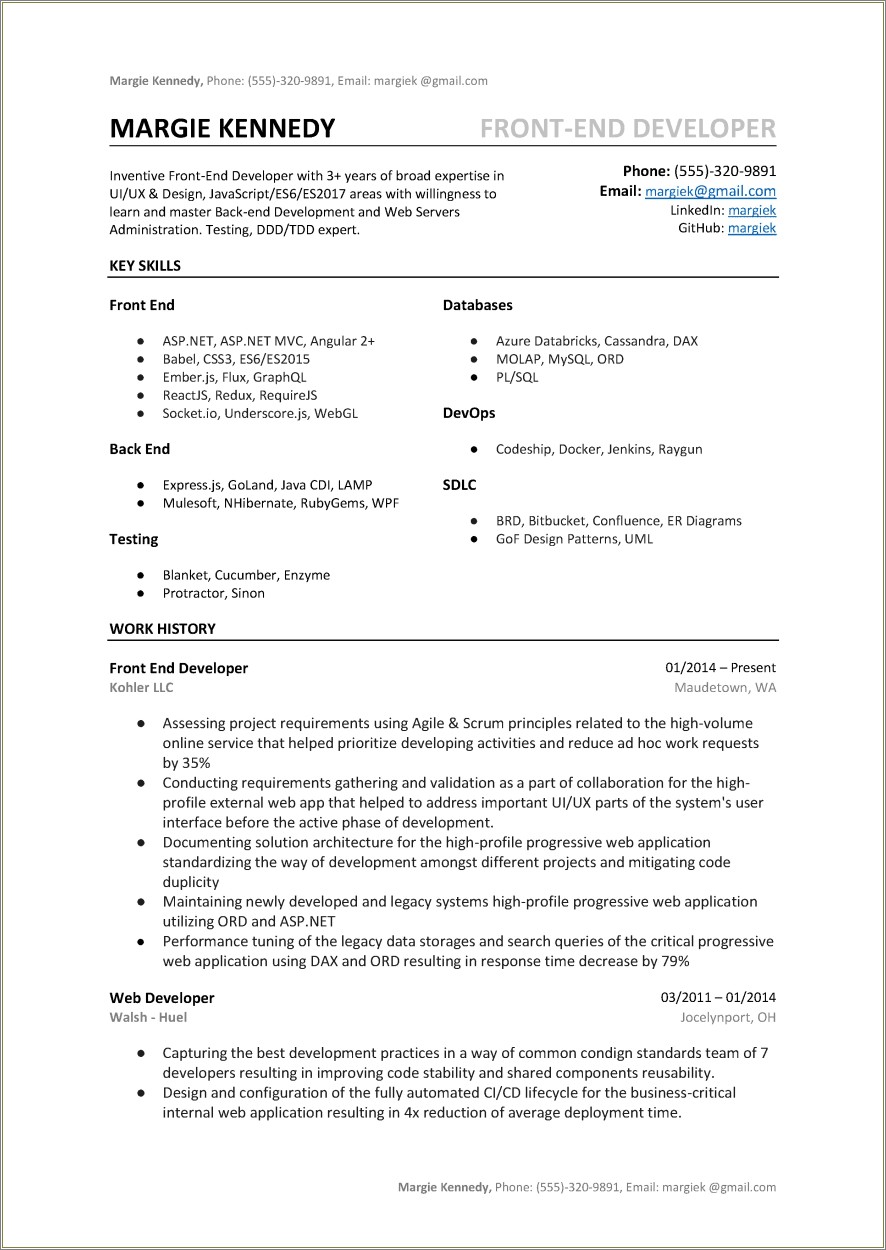 Qa Resume With Protractr Frame Work Sample