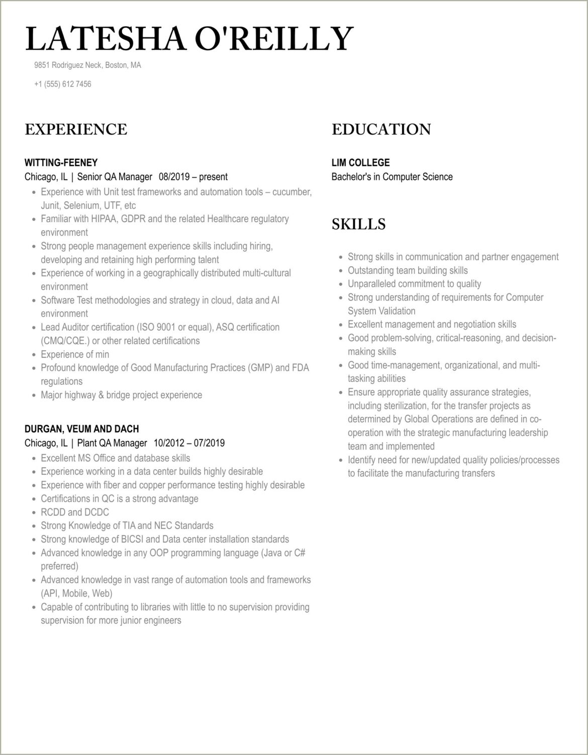 Qa Tester Resume With Qmetry Experience