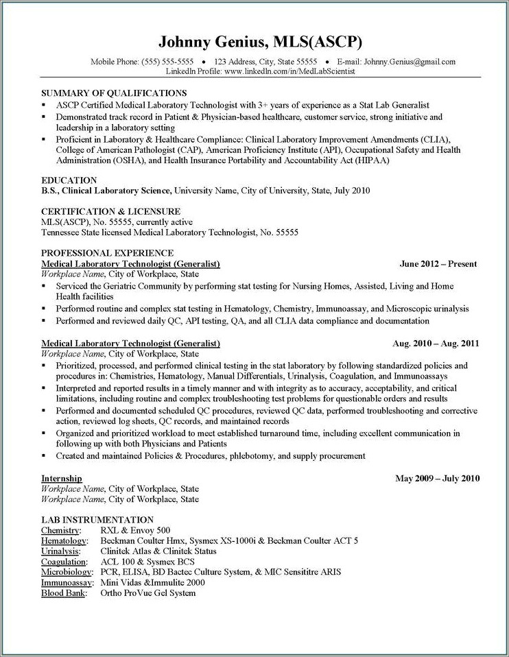 Qa Tester With Health Care Experience Resume