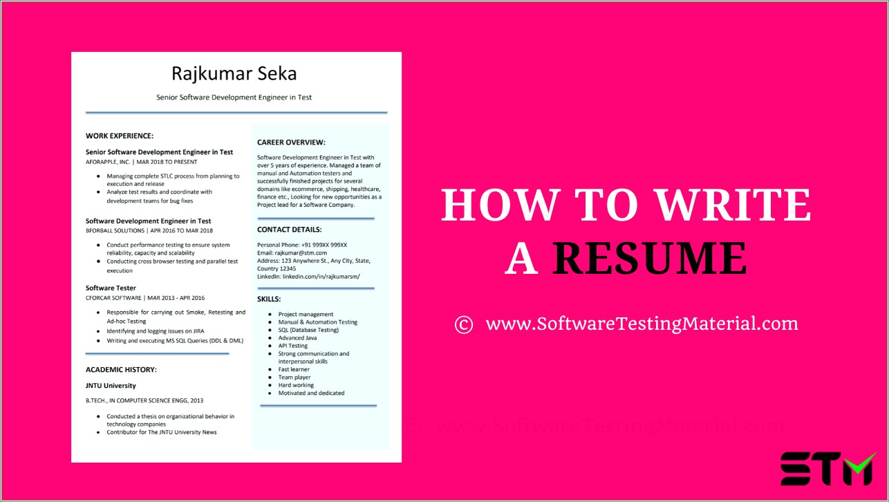Qa Testing Resume With Protractor Experience
