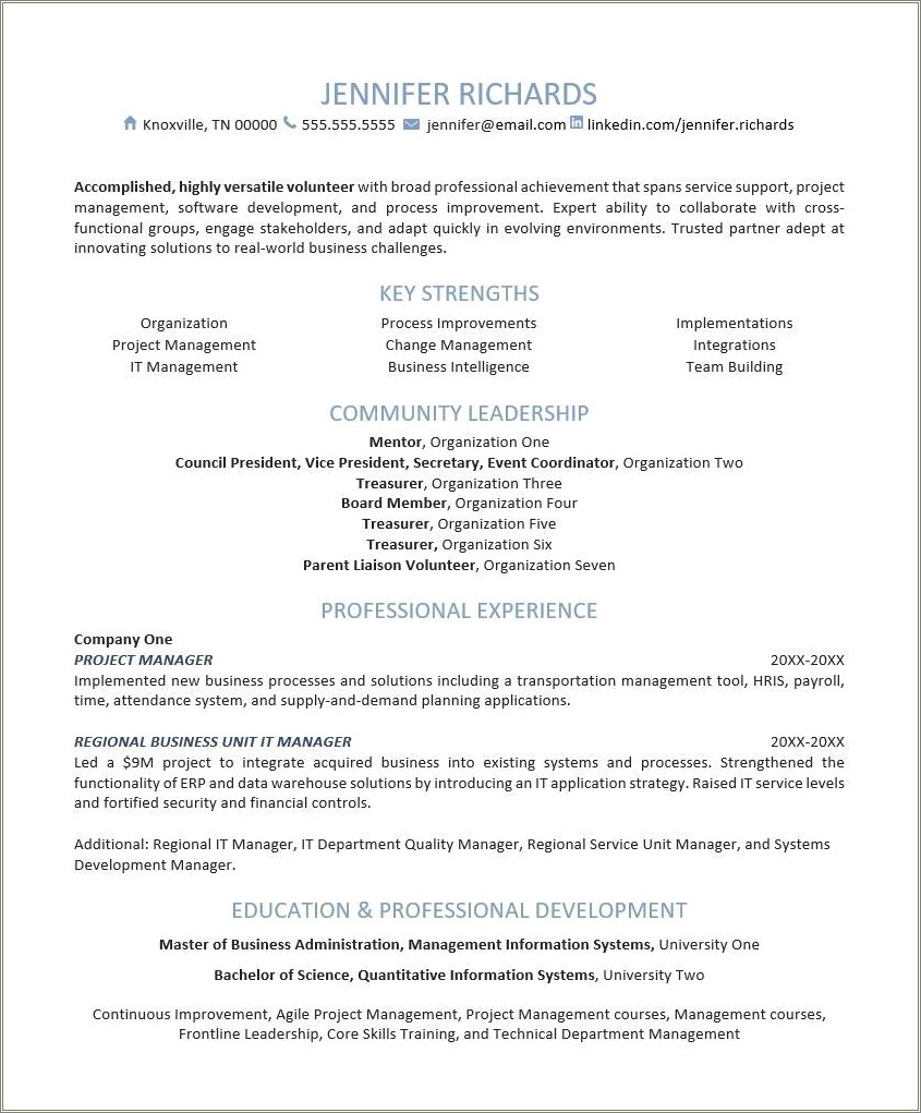 Quality Of Service Where To Put In Resume