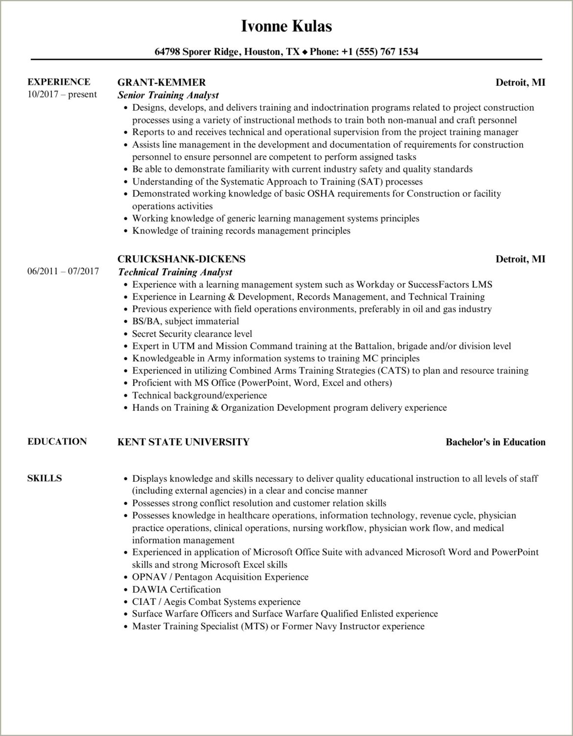 Ranger School Translated On Civilian Resume