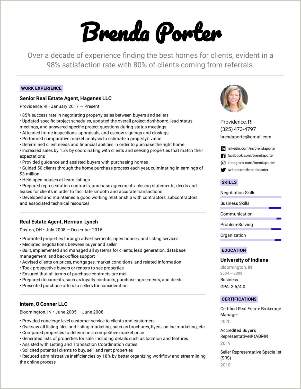 Real Estate Agent Template For Resume