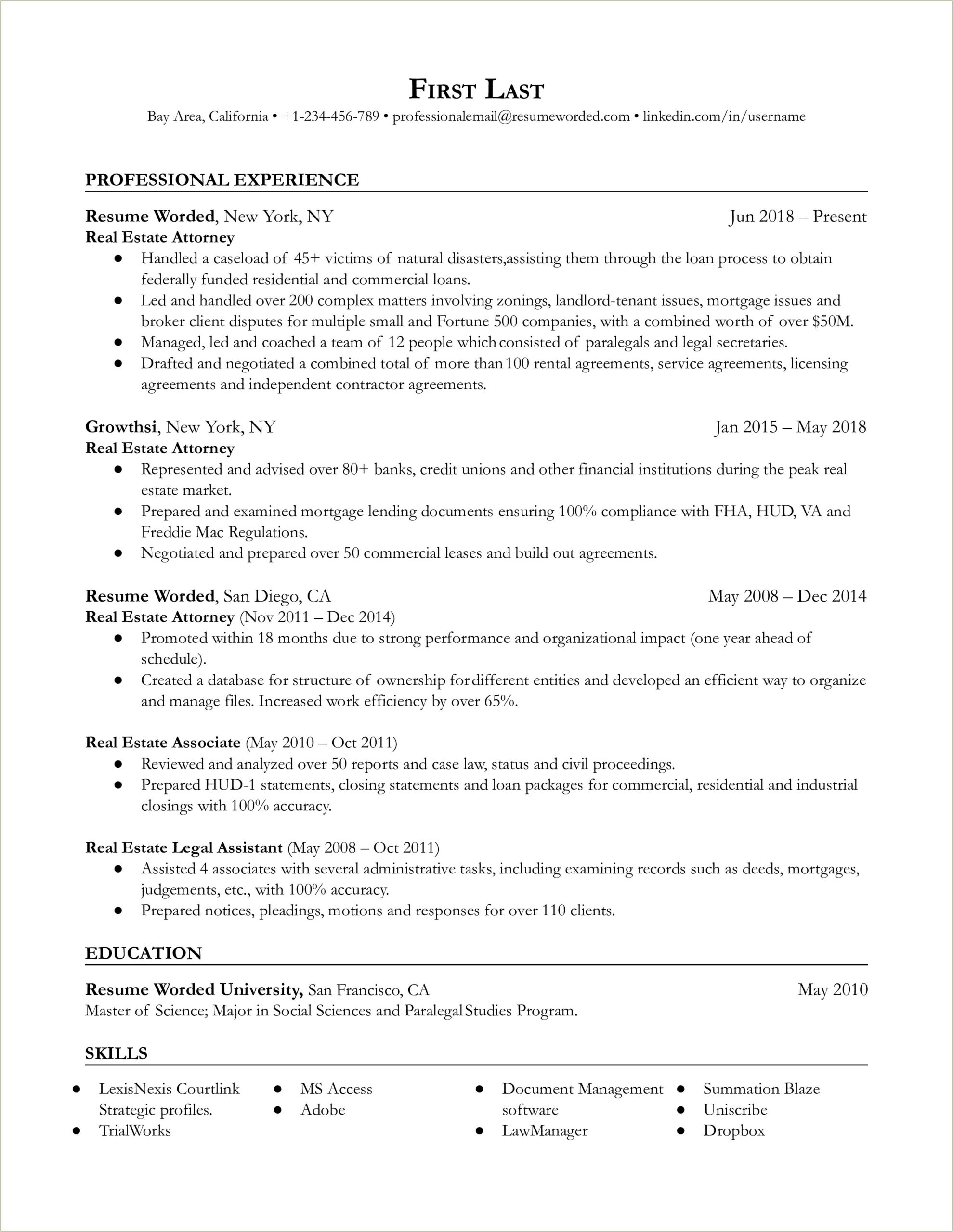 Real Estate Assistant Resume With No Experience
