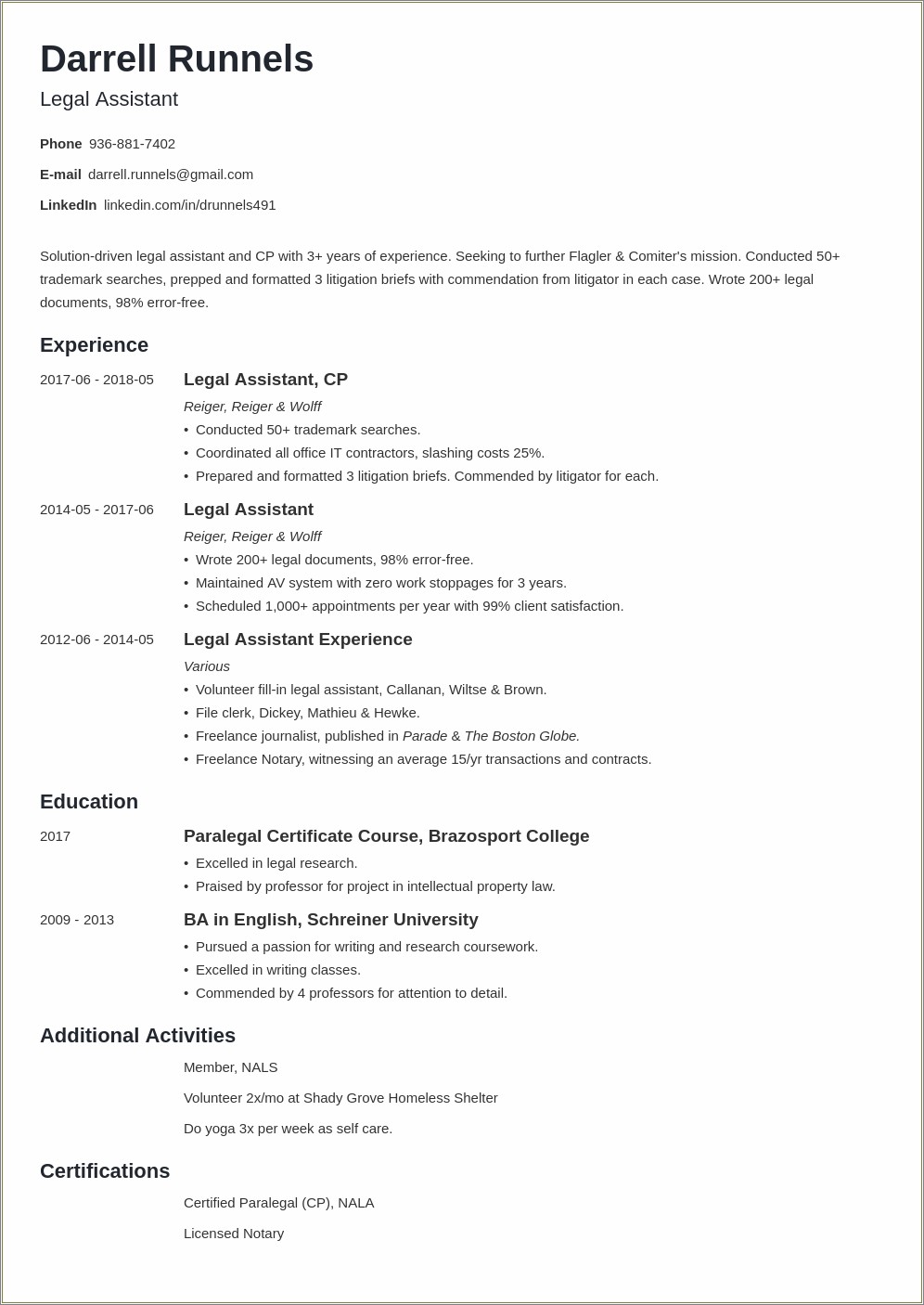 Real Estate Executive Assistant Resume Sample