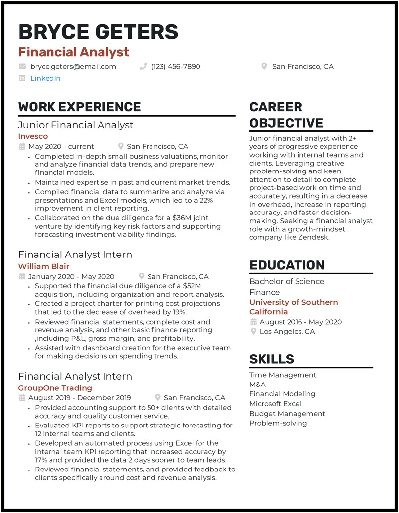 Real Estate Finance Analyst Job Description For Resume