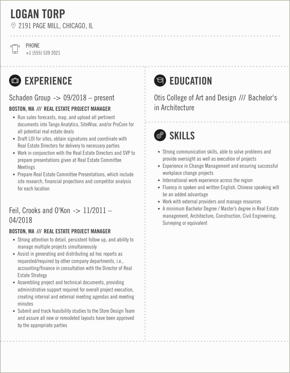 Real Estate Project Management Resume Summary