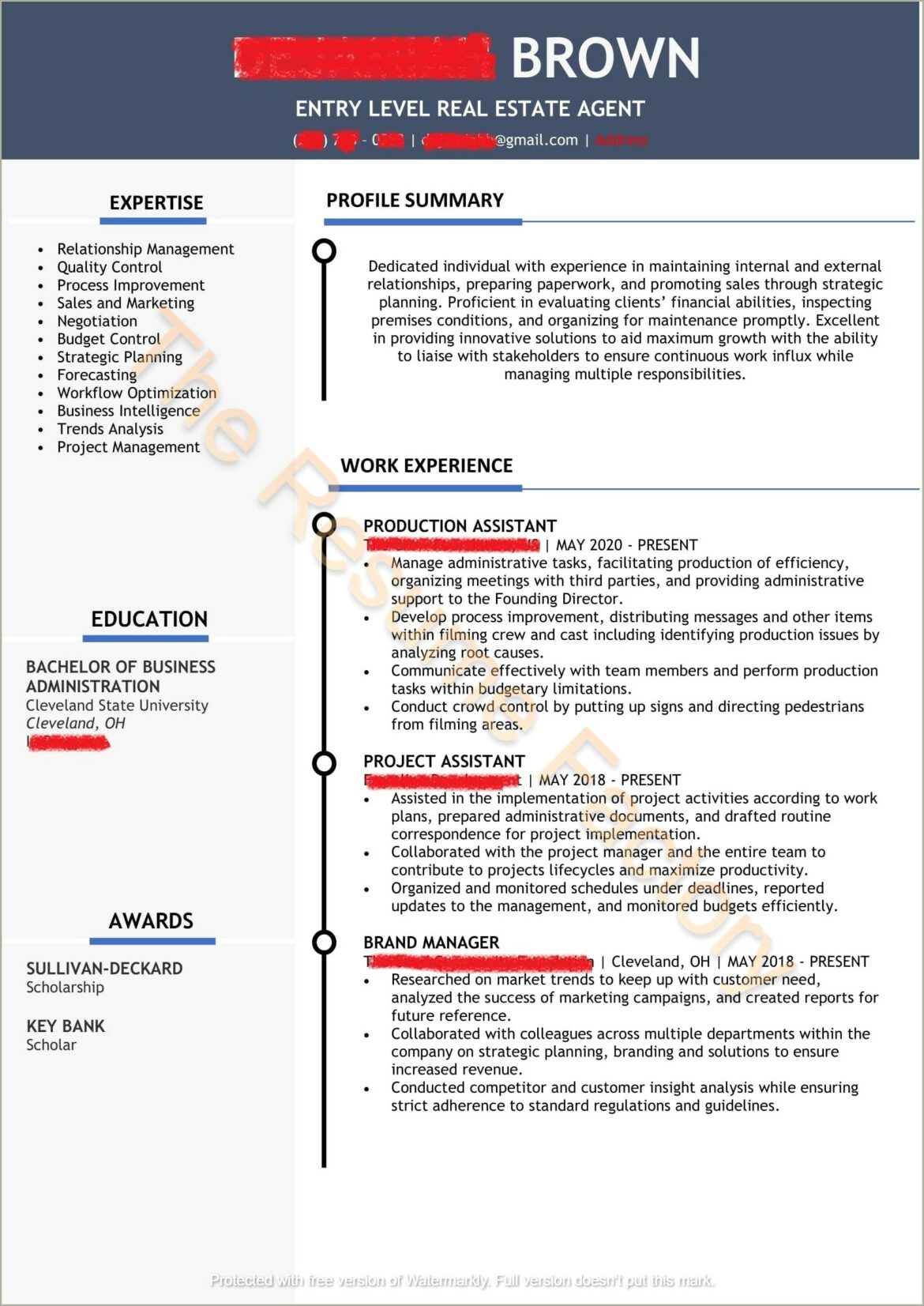 Real Estate Resume Objective Entry Level