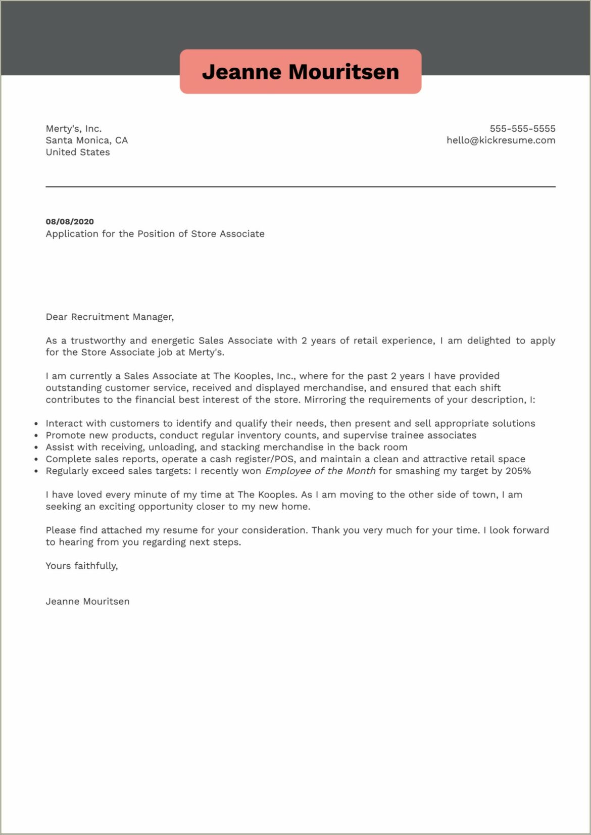 Real Estate Sales Resume Cover Letter