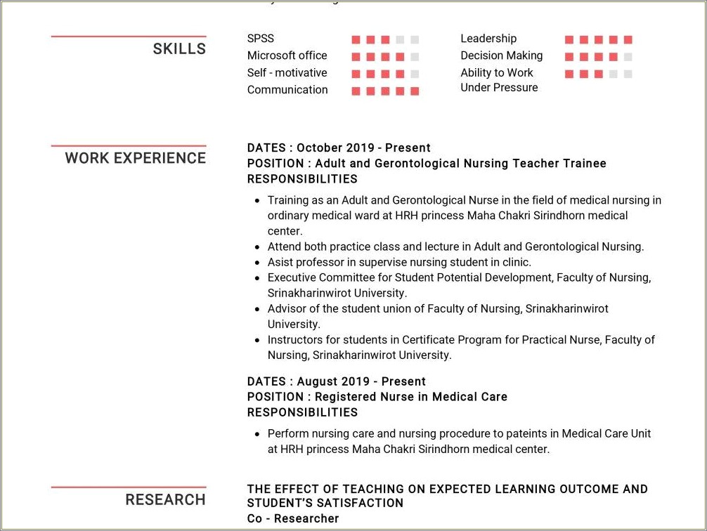 Recareering Teacher To Nurse Resume Sample