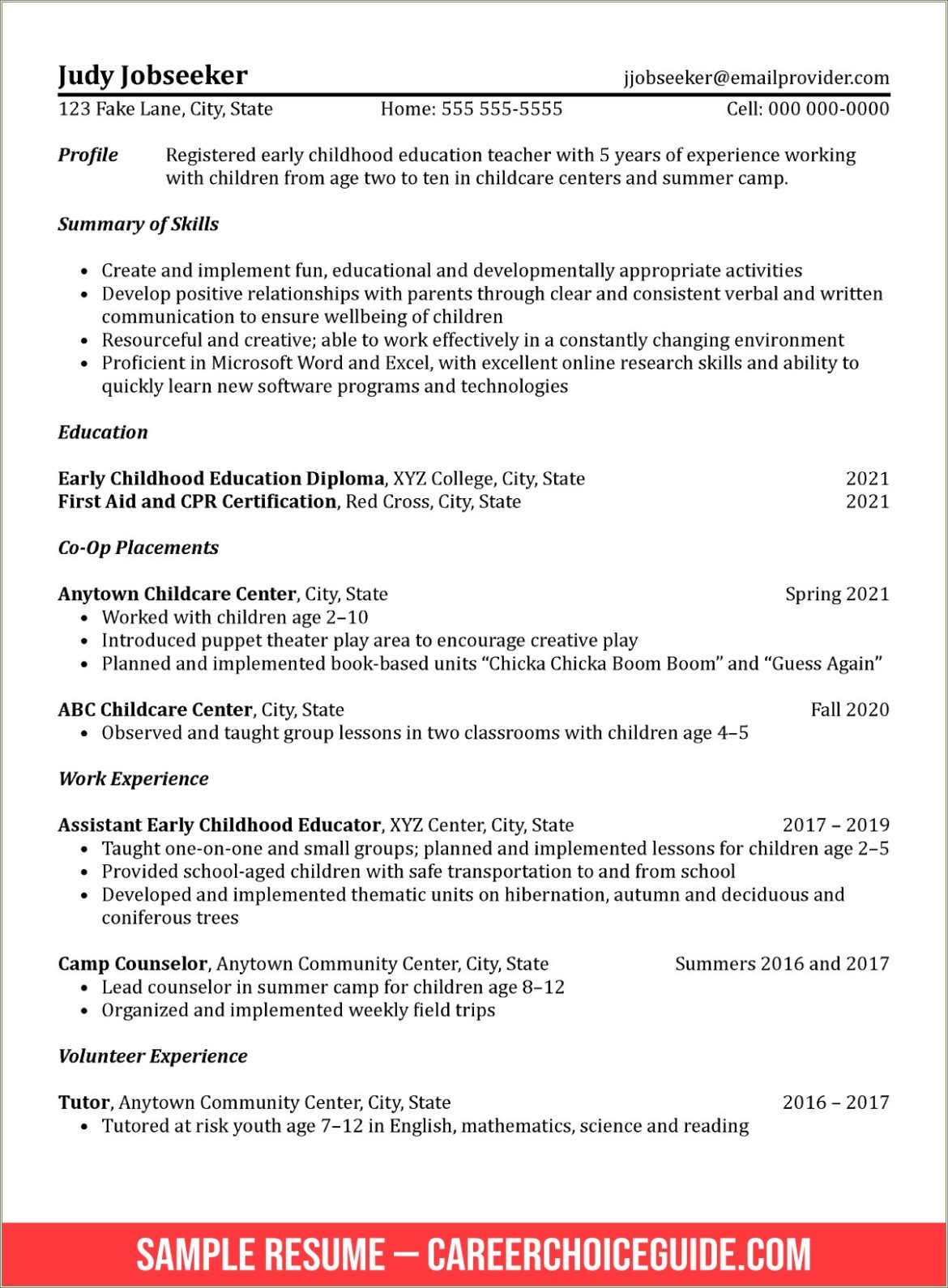 Recent College Graduate Resume Summary Example