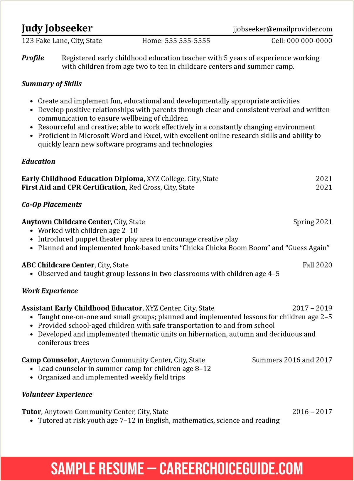 Recent College Graduate Resume Summary Example