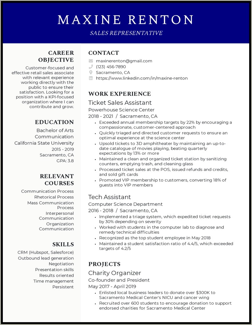 Recent College Graduate Resume Summary Examples