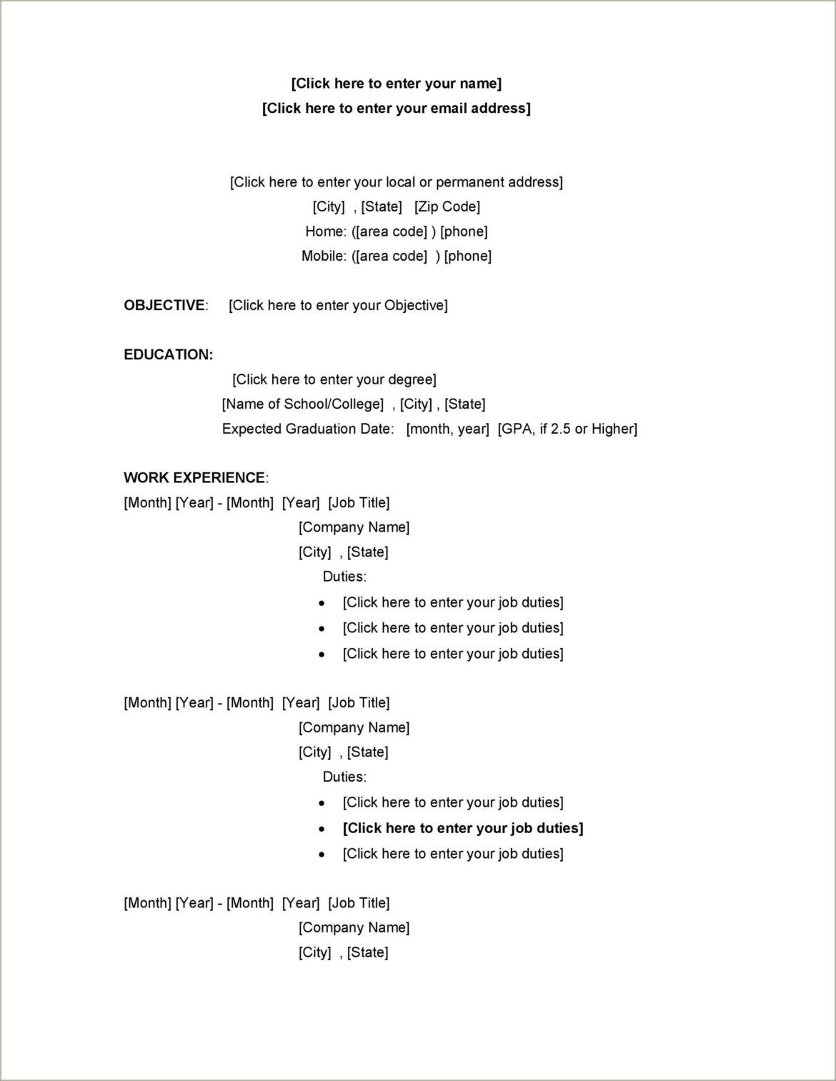 Recent College Graduate Summary Statement On Resume