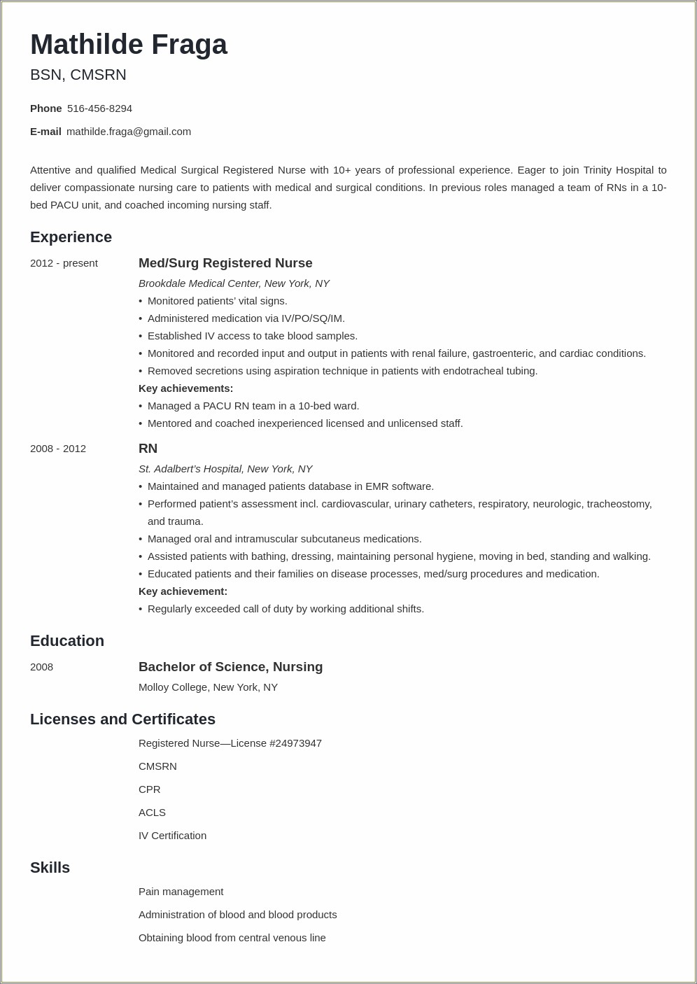 Recovery Room Nurse Job Description Resume