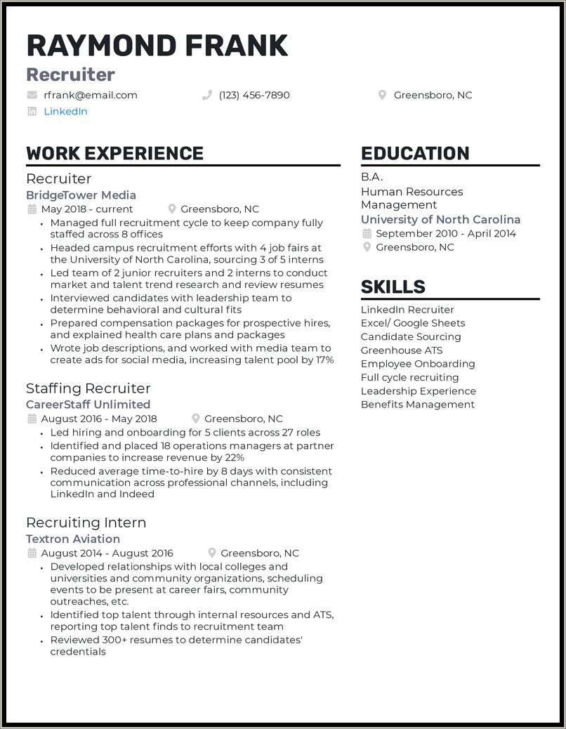 Recruiting Coordinator Resumes Summary Of Qualifications