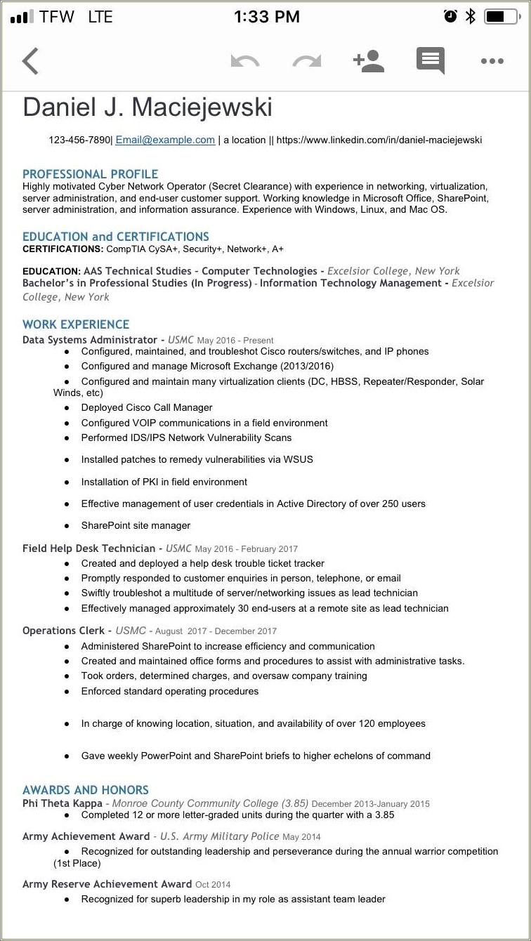 Reddit Good Example Of A Resume