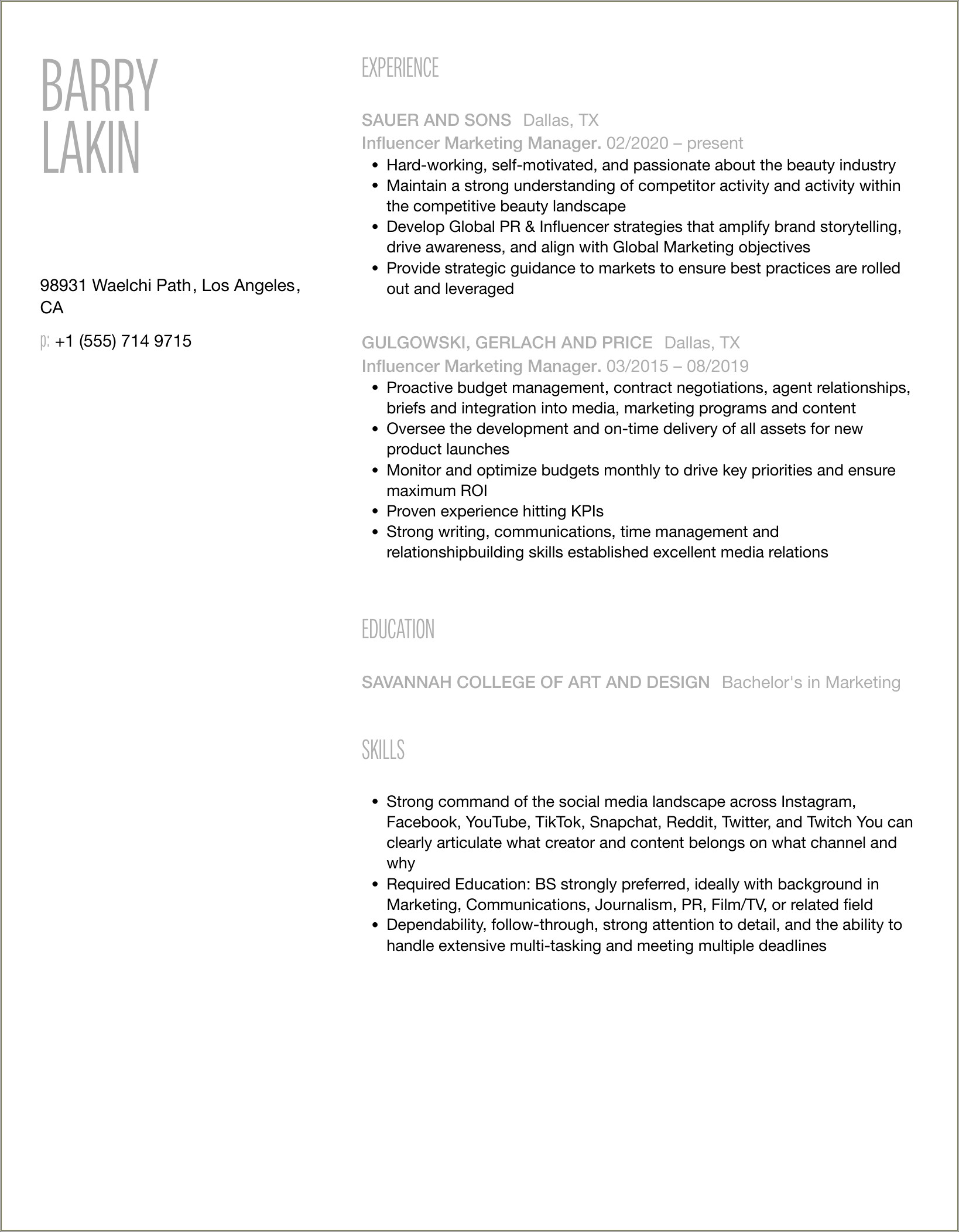 Reddit Resume For Someone With No Work Experience