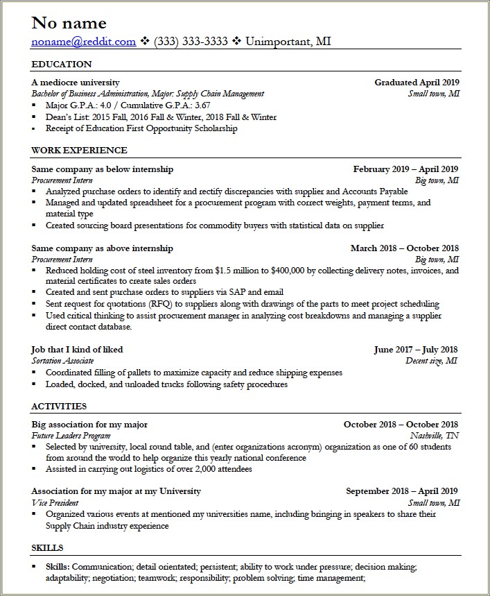 Reddit Where To Put Education On A Resume