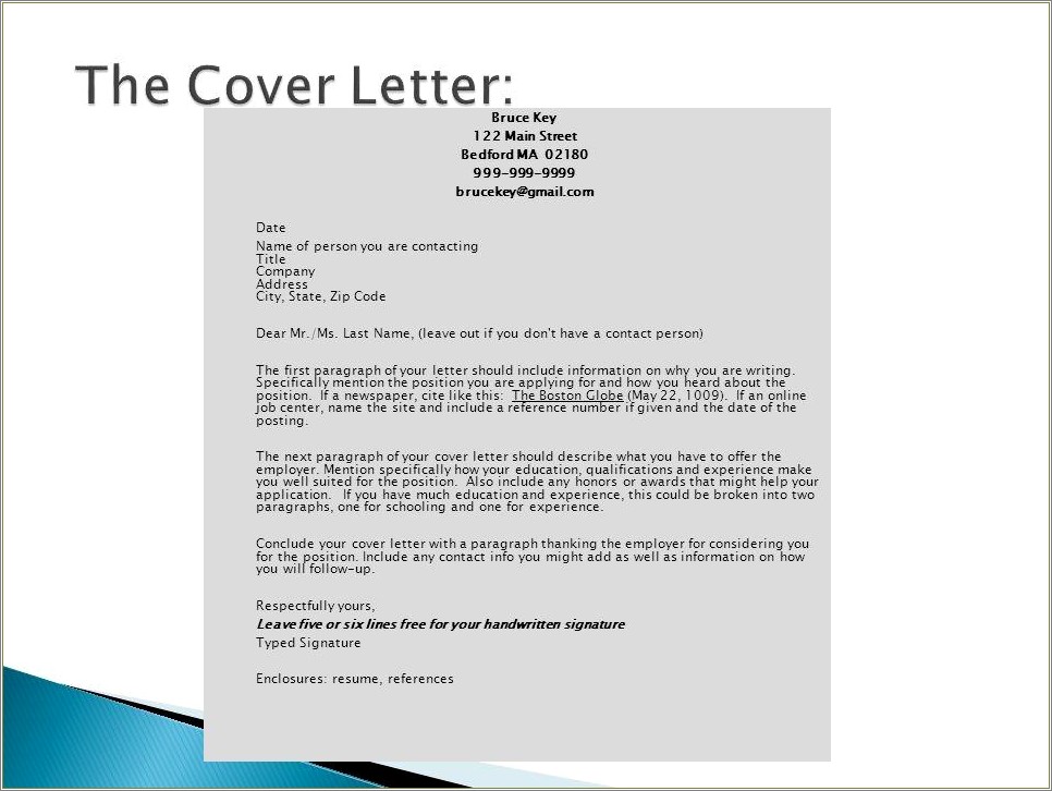 Reference Infor In Cover Letter For Resume