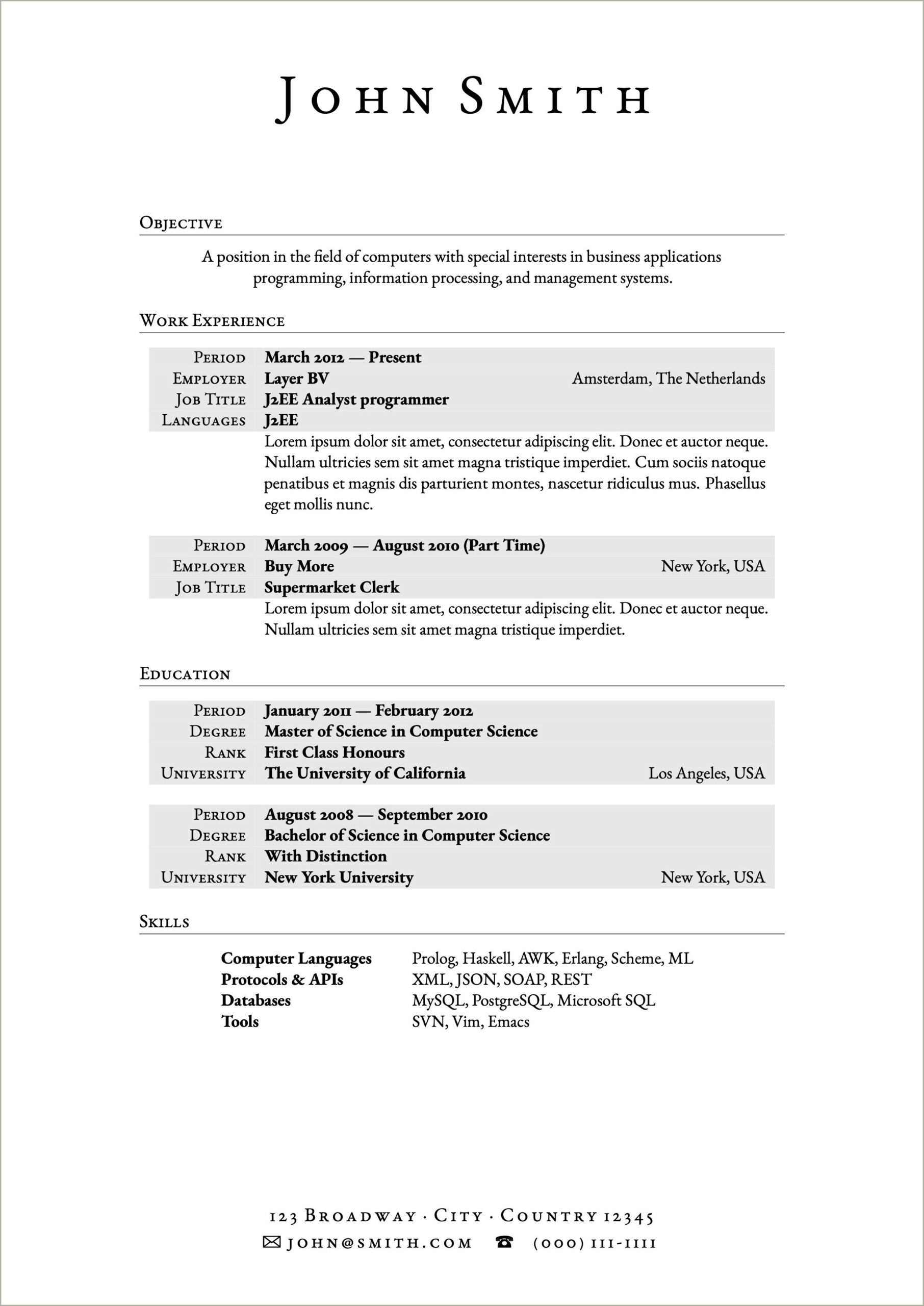 Reference Page For A Resume Template