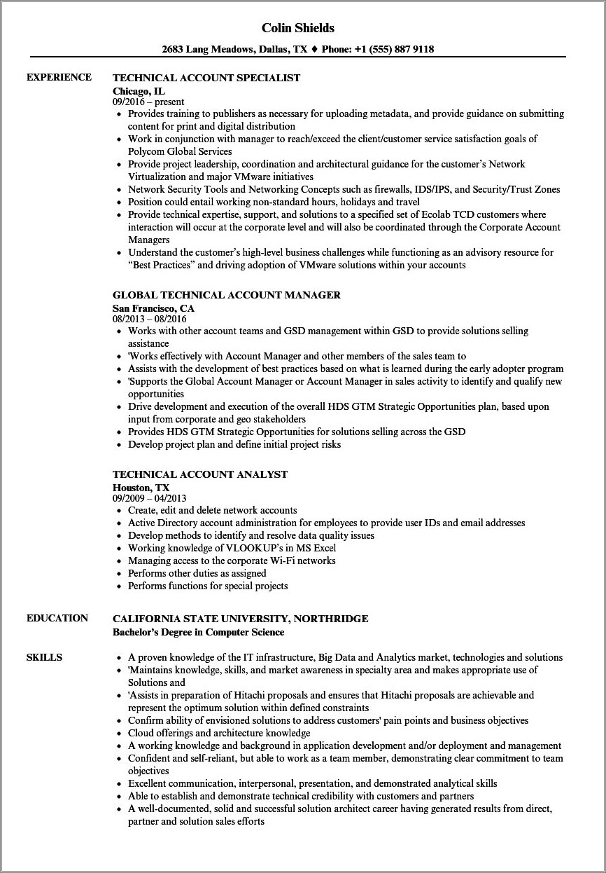 Regional Account Manager Job Description Resume