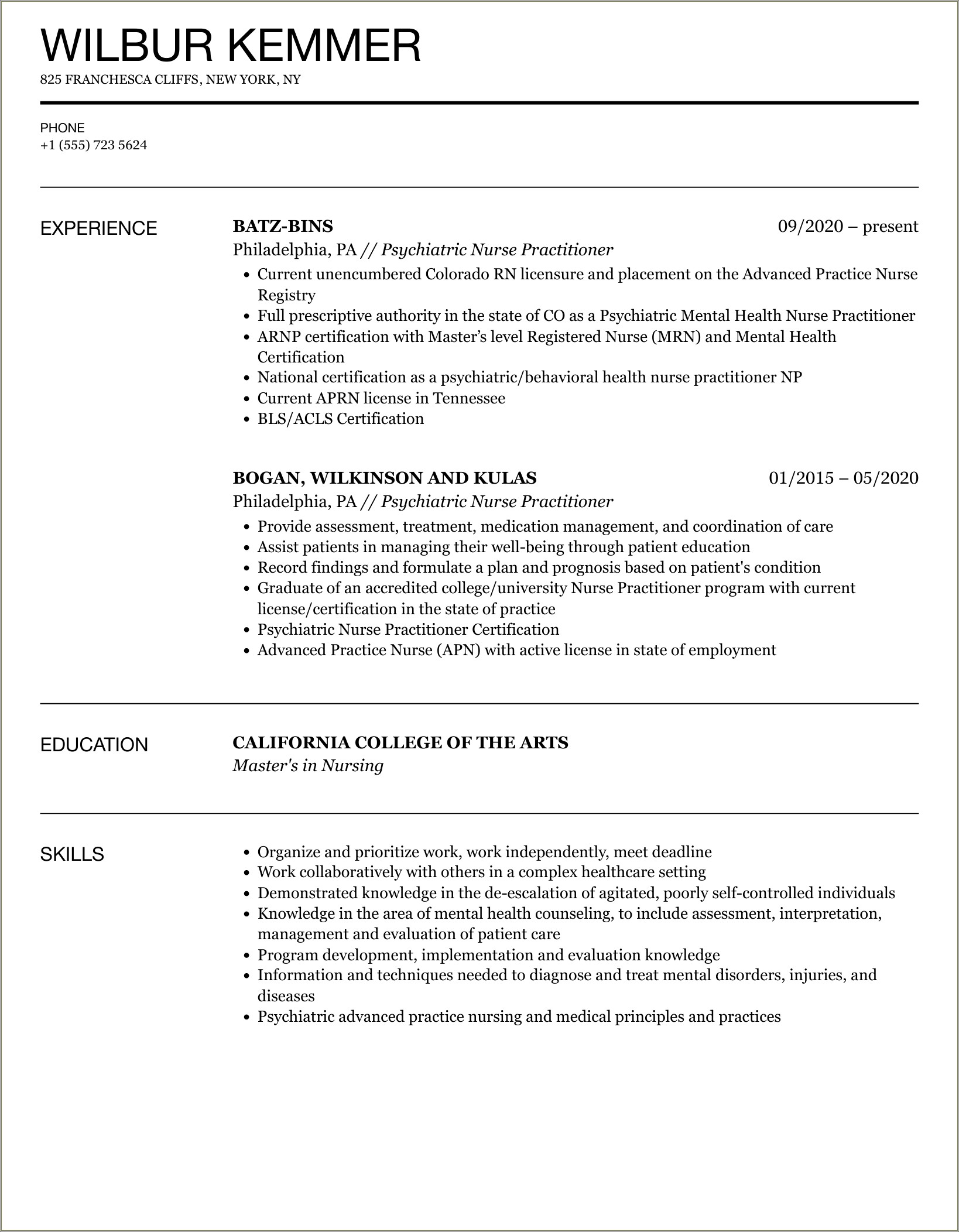 Registered Nurse Resume Objective Msn Fnp Program Examples