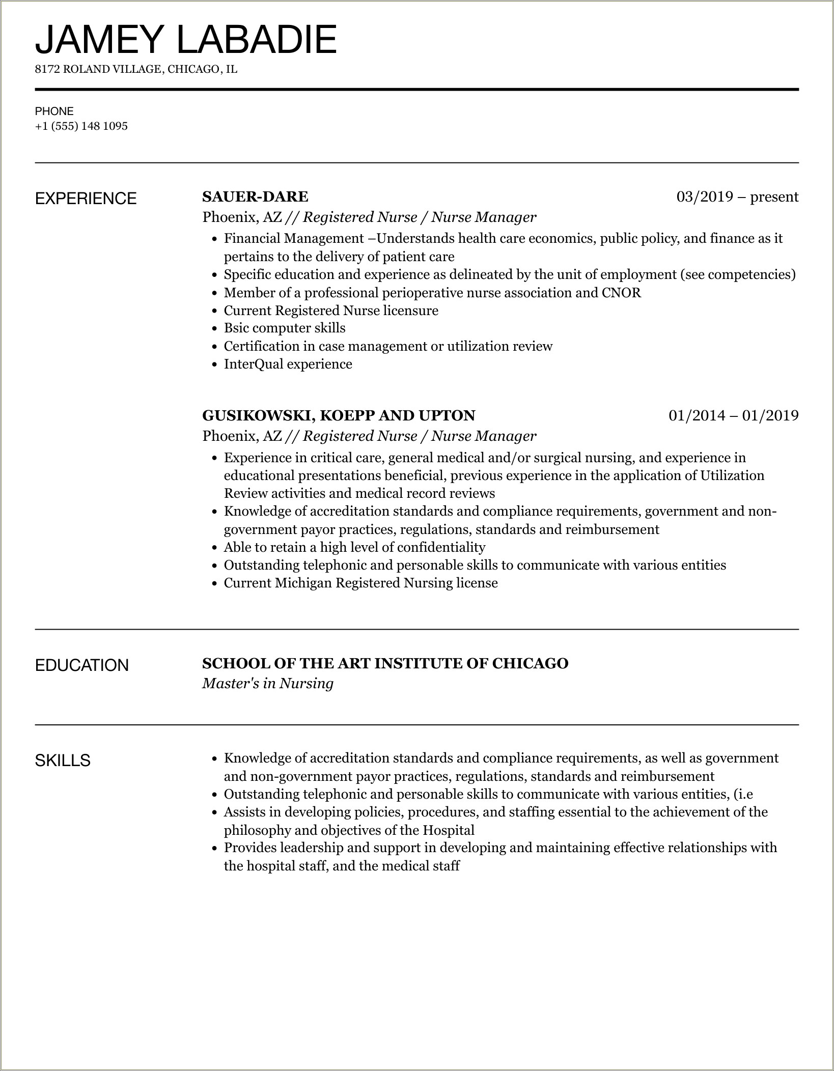 Registered Nurse To Assistant Nurse Manager Resume Examples
