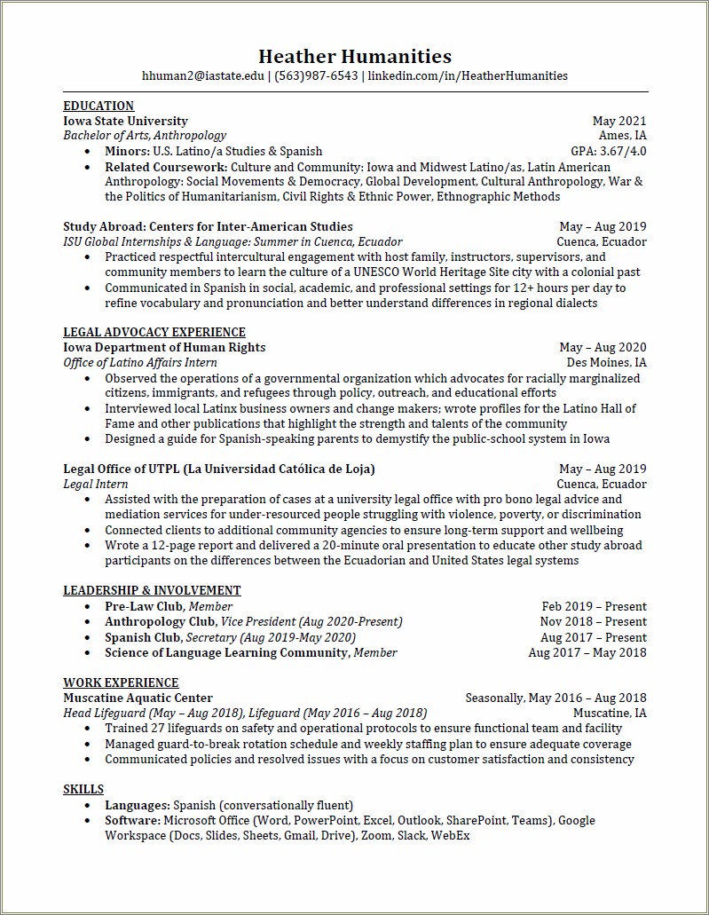 Relevant Work Experience Resume 2019 2018