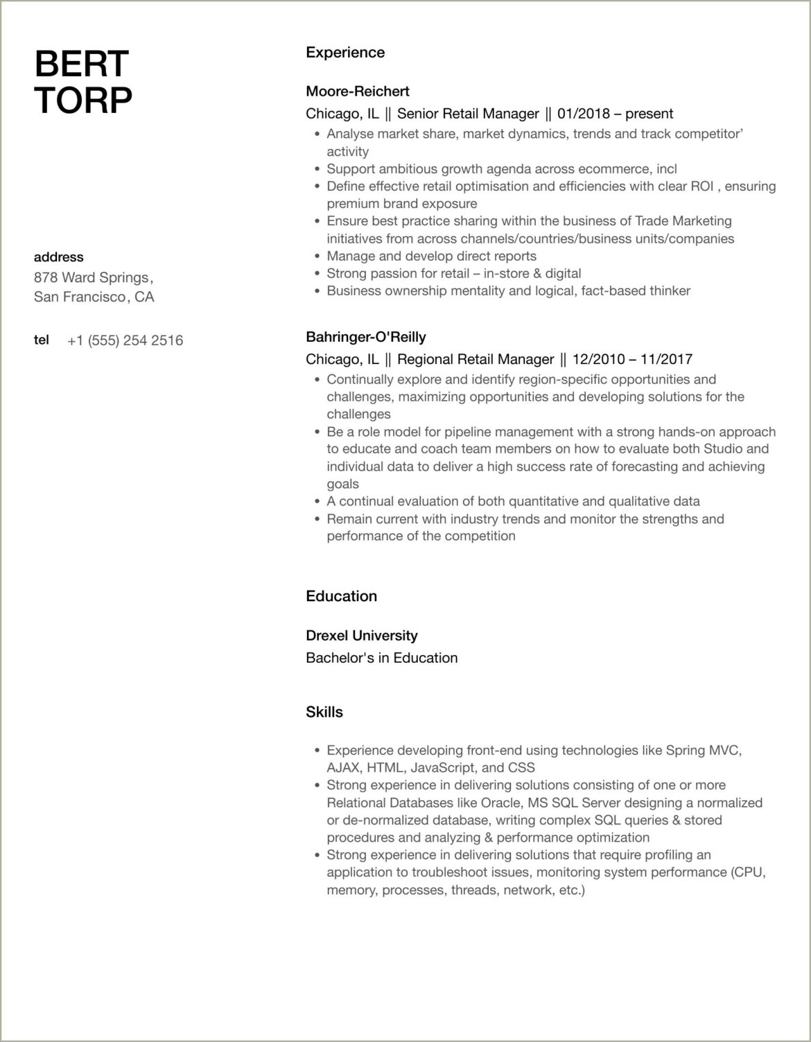 Rent A Center Store Manager Resume