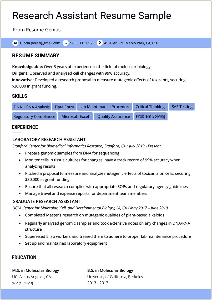 Research Assistant Jobs Psychology Sample Resume