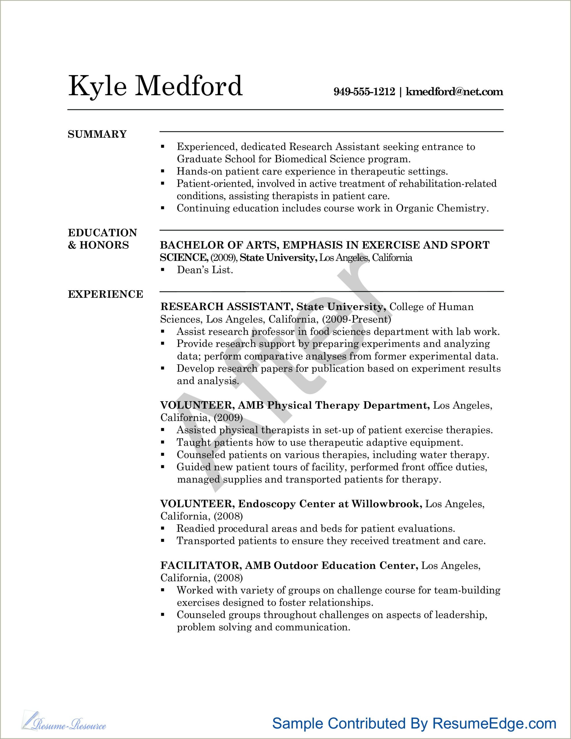 Research Assistant Resume And Cover Letter