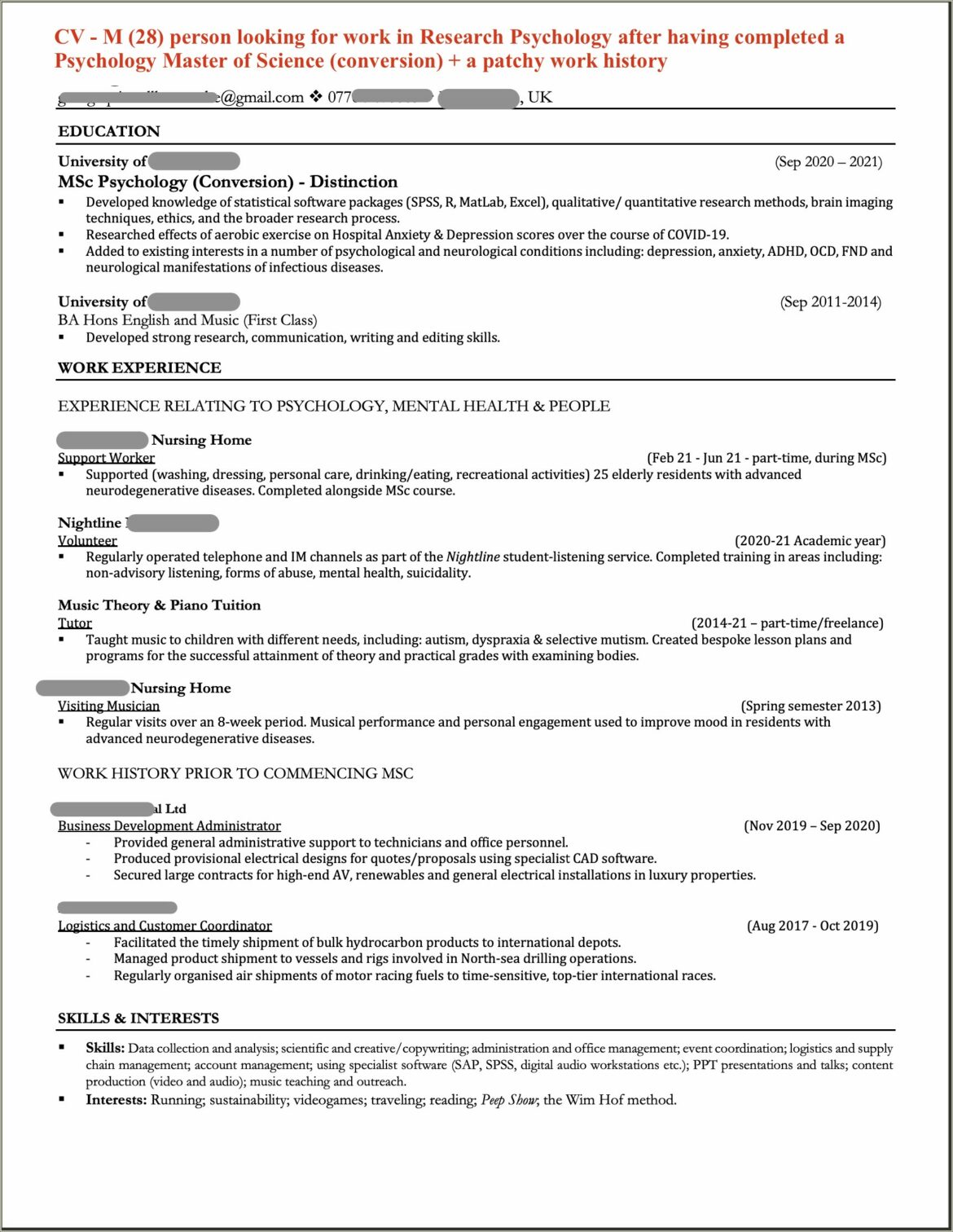 Research Assistant Resume No Experience Reddit