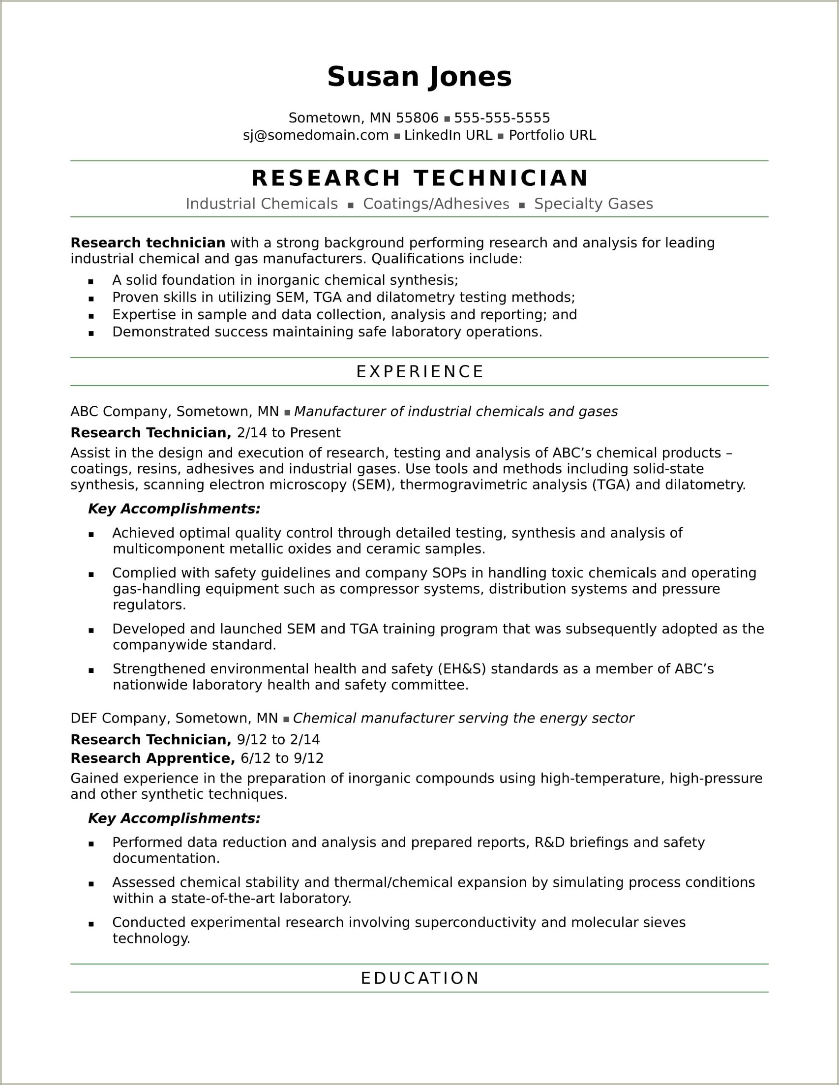 Research Lab Techniques To Put On Resume