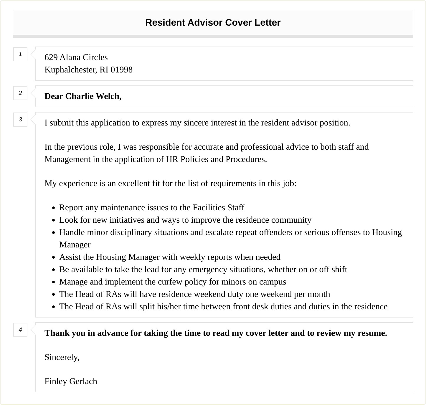 Resident Advisor Job Description For Resume