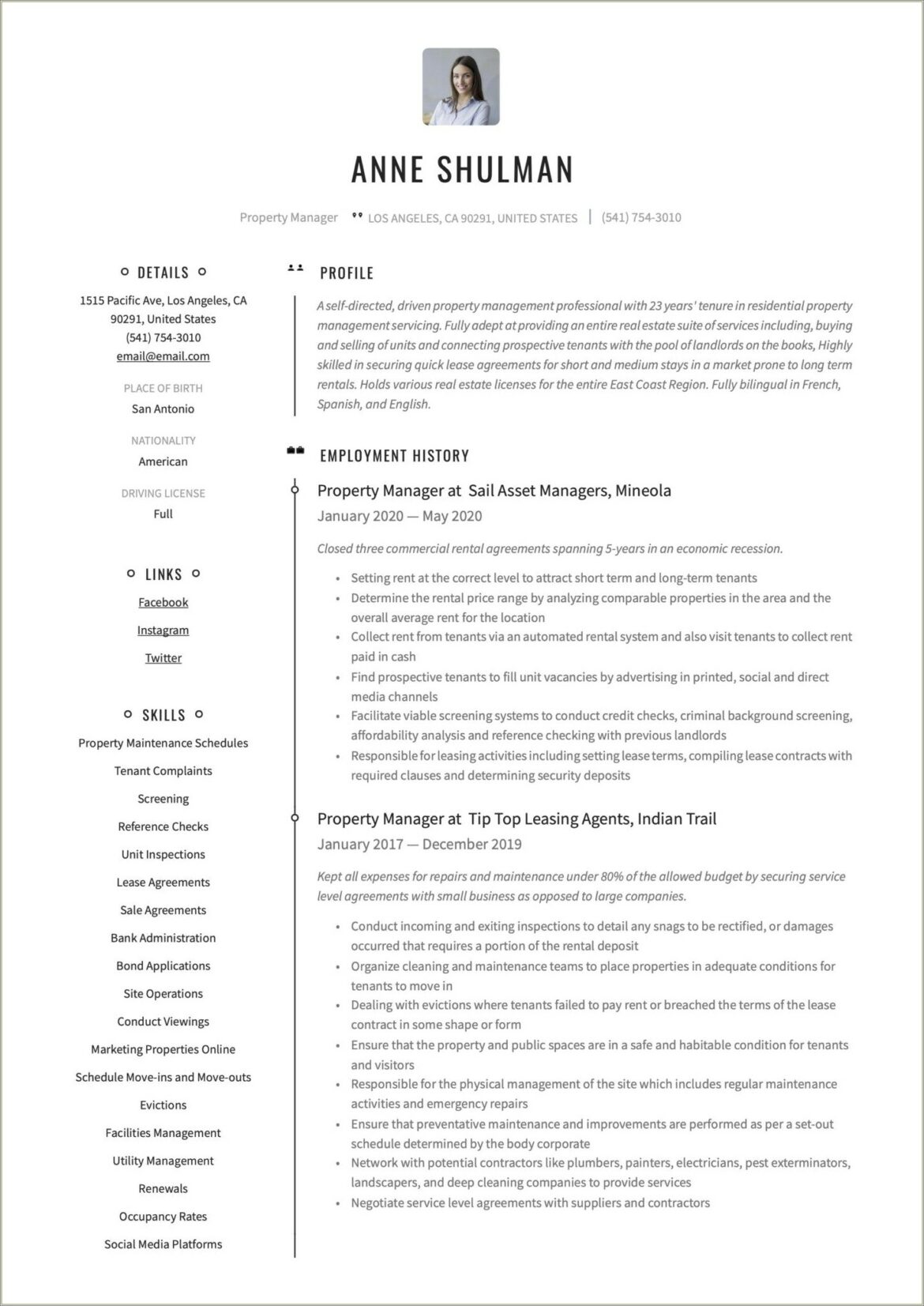 Residential Property Manager Resume Samples With Pic