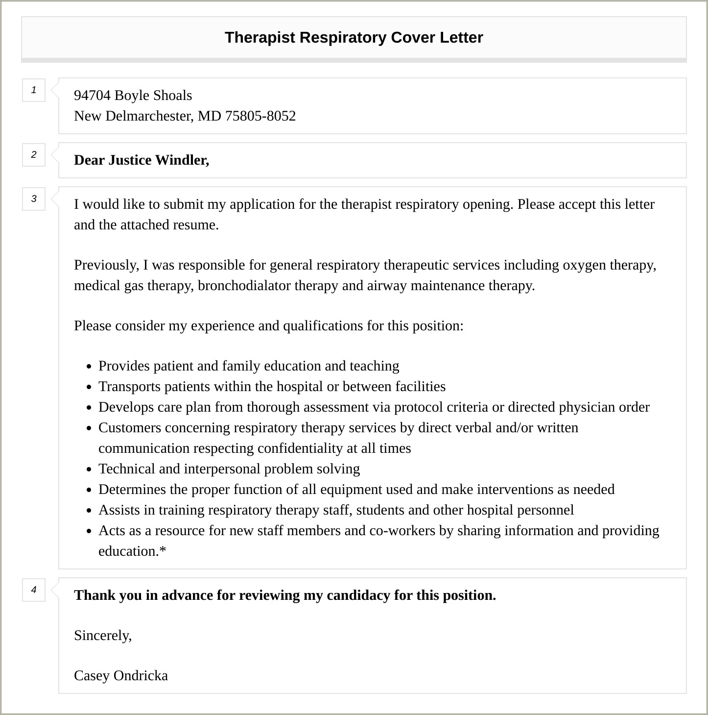 Respiratory Therapy Resume Cover Letter Samples