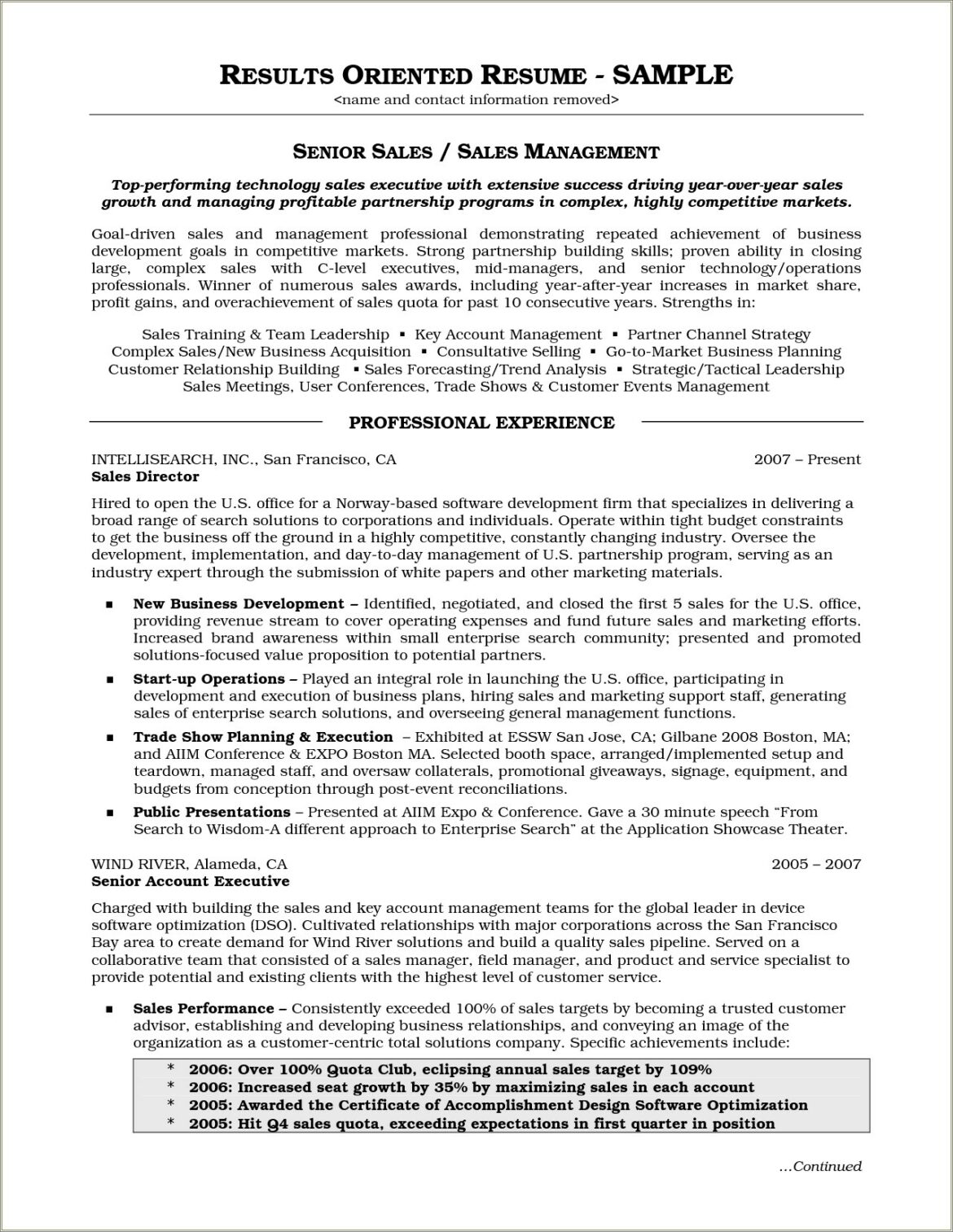 Results Oriented Resume For Operations Manager