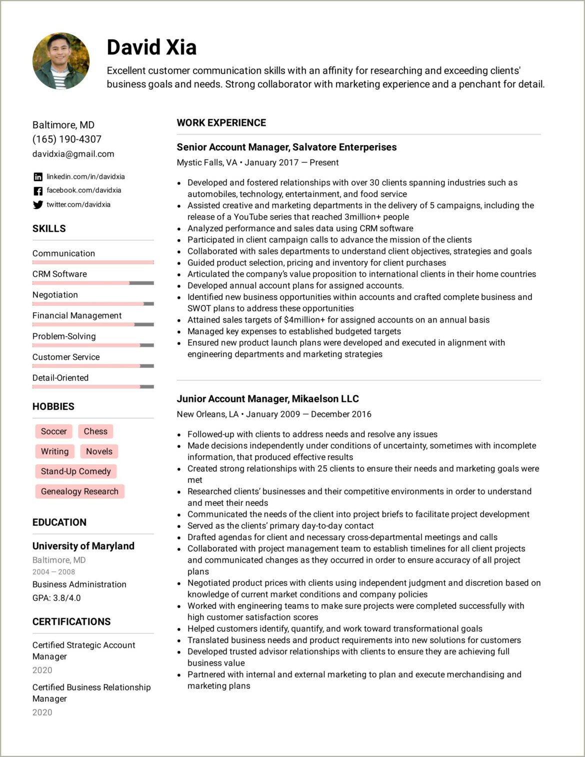 Resume Accomplishment Statements Account Manager Non Profit