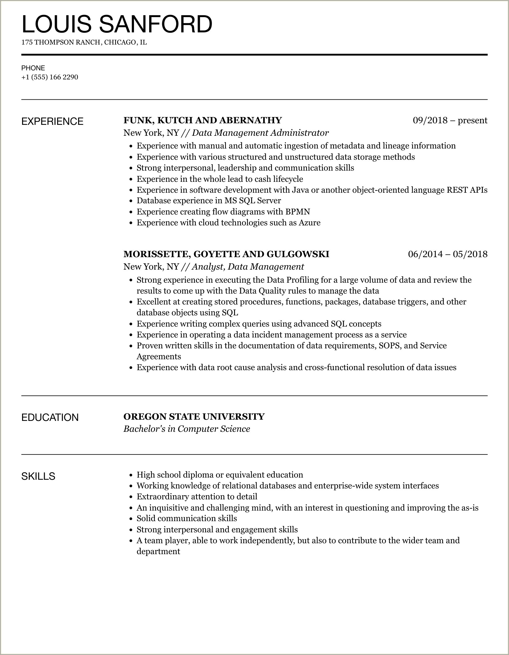 Resume Adding Data Low Level Work