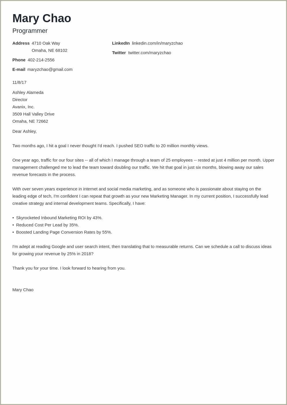 Resume And Cover Letter Same Format