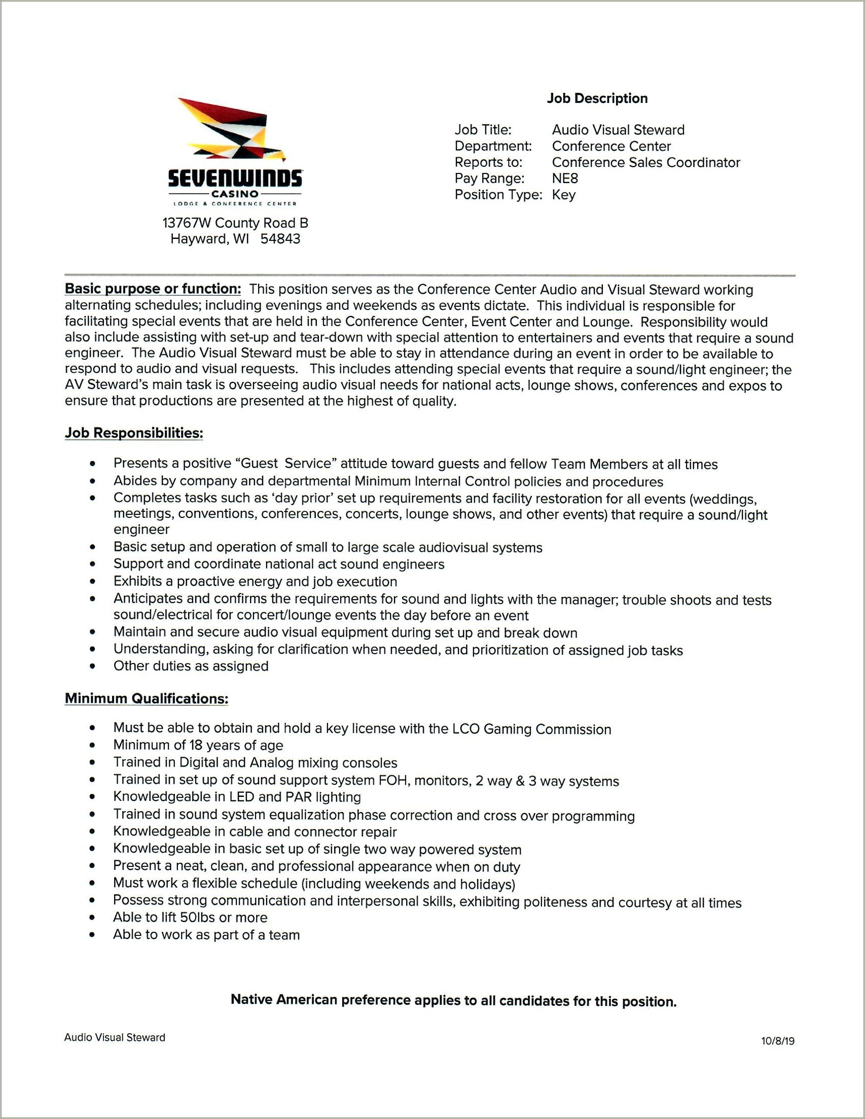 Resume Assistant Manager Mexican Restauranr Job Descirption