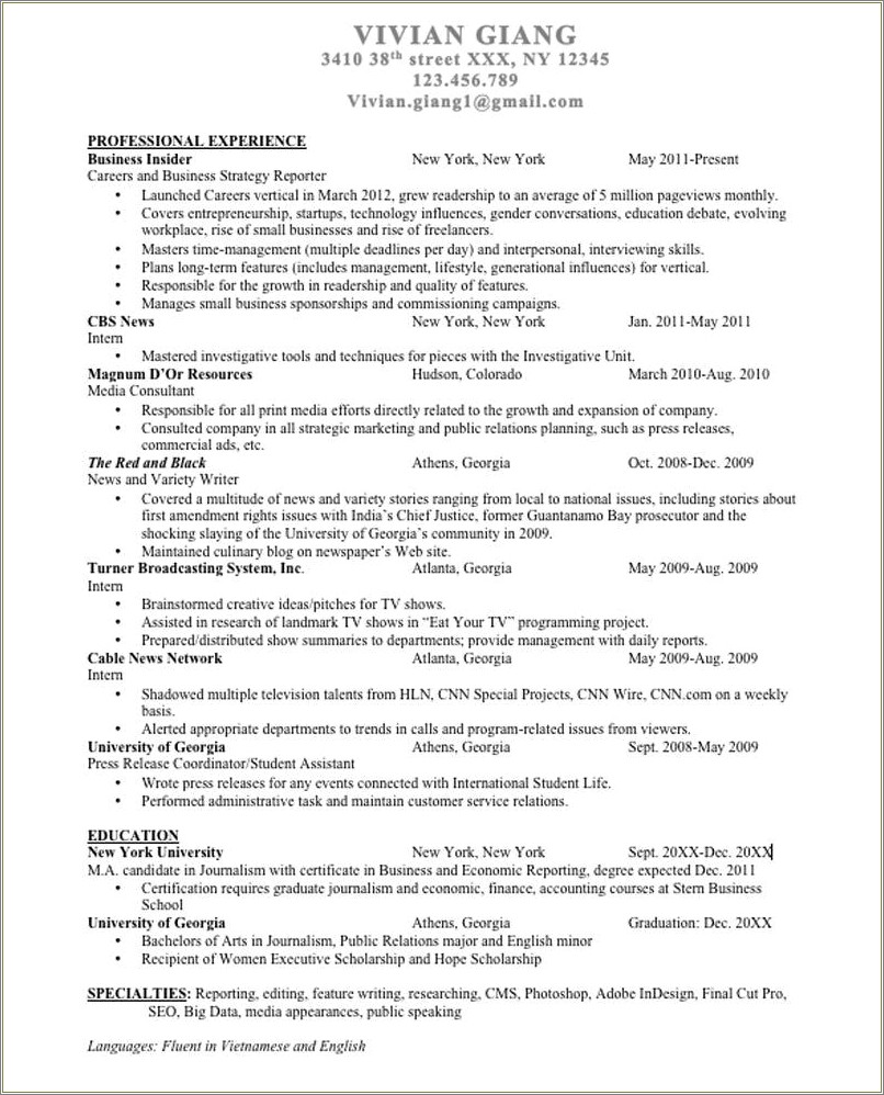 Resume Bachelors And Masters Degree From Same School