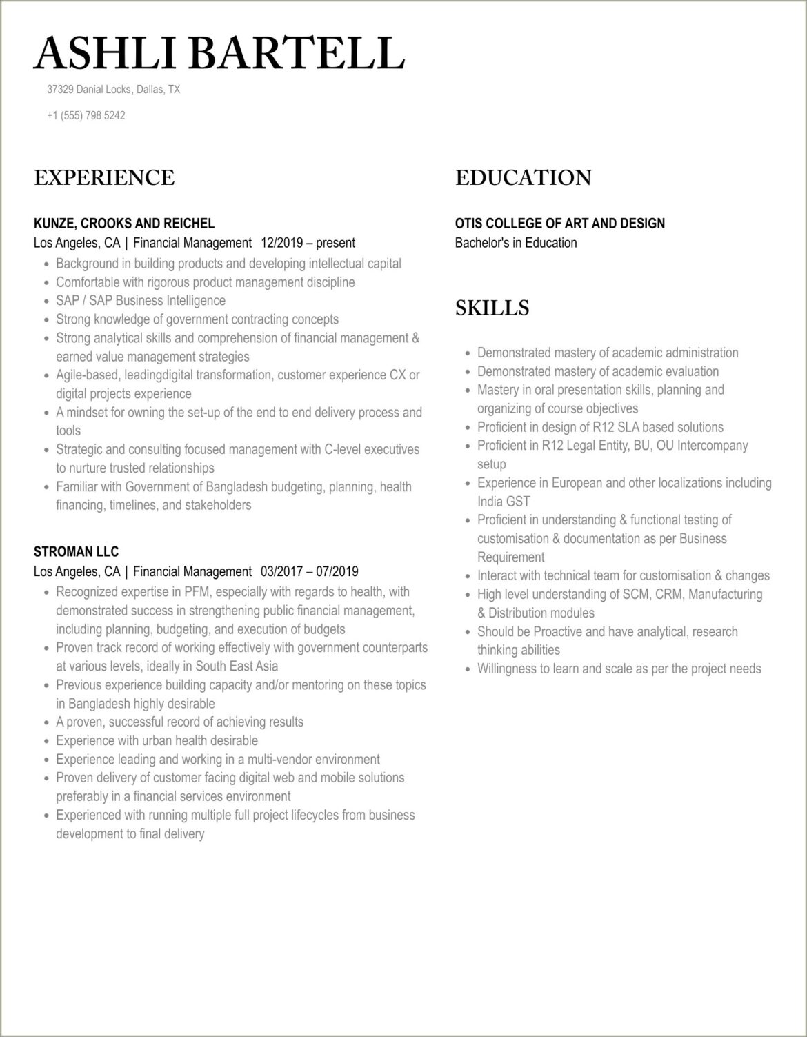 Resume Bullet About Managing Financial Books