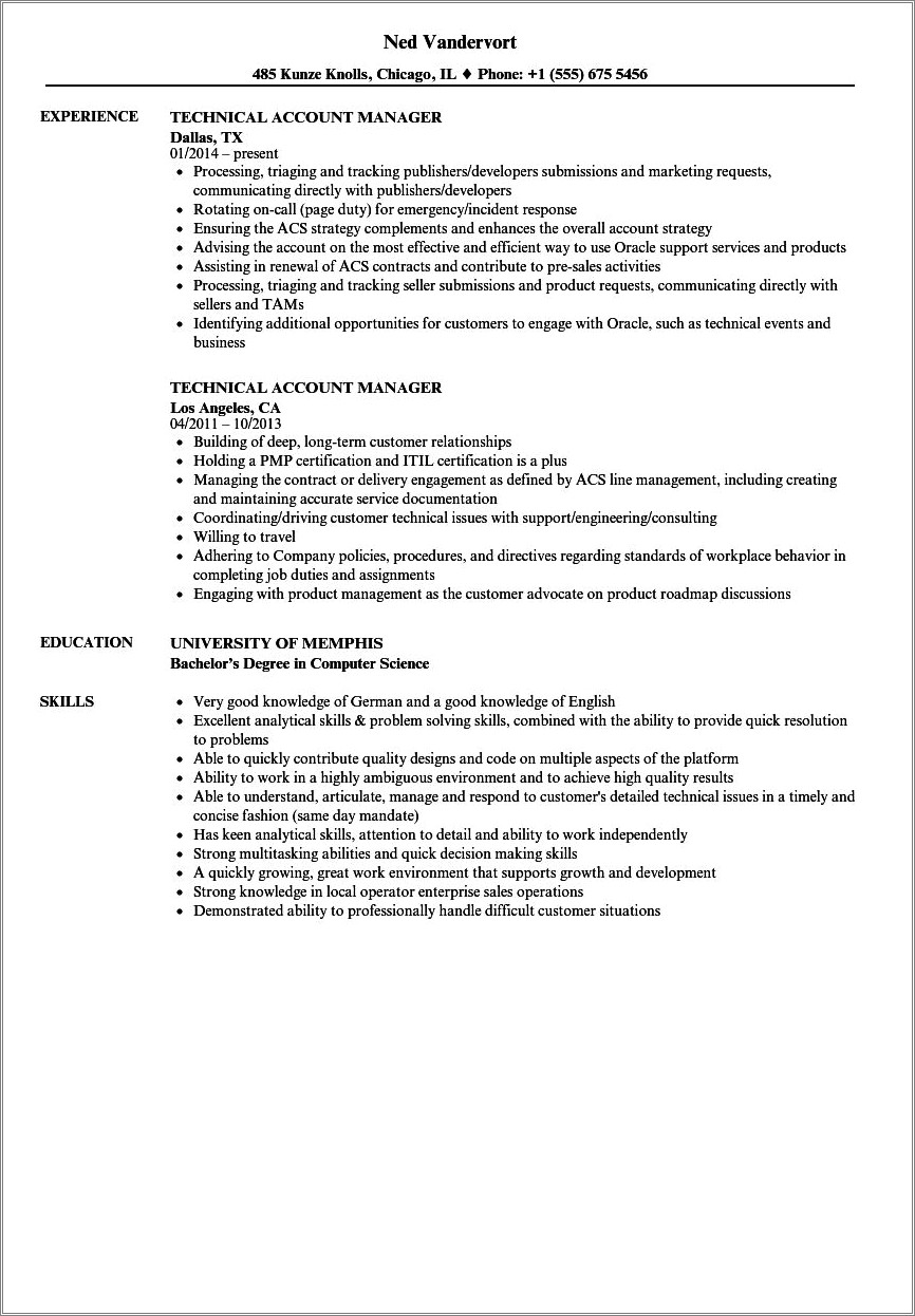 Resume Bullets For Working At Verizon