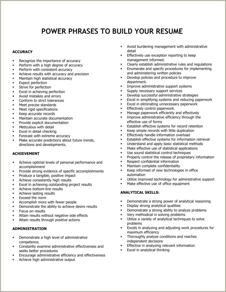 Resume Buzz Words Skills Or Traits